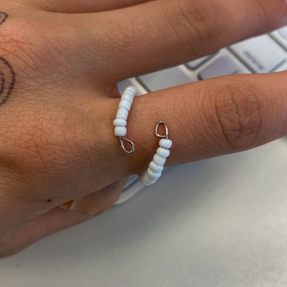 handmade wire wrap stainless steel ring with beads
